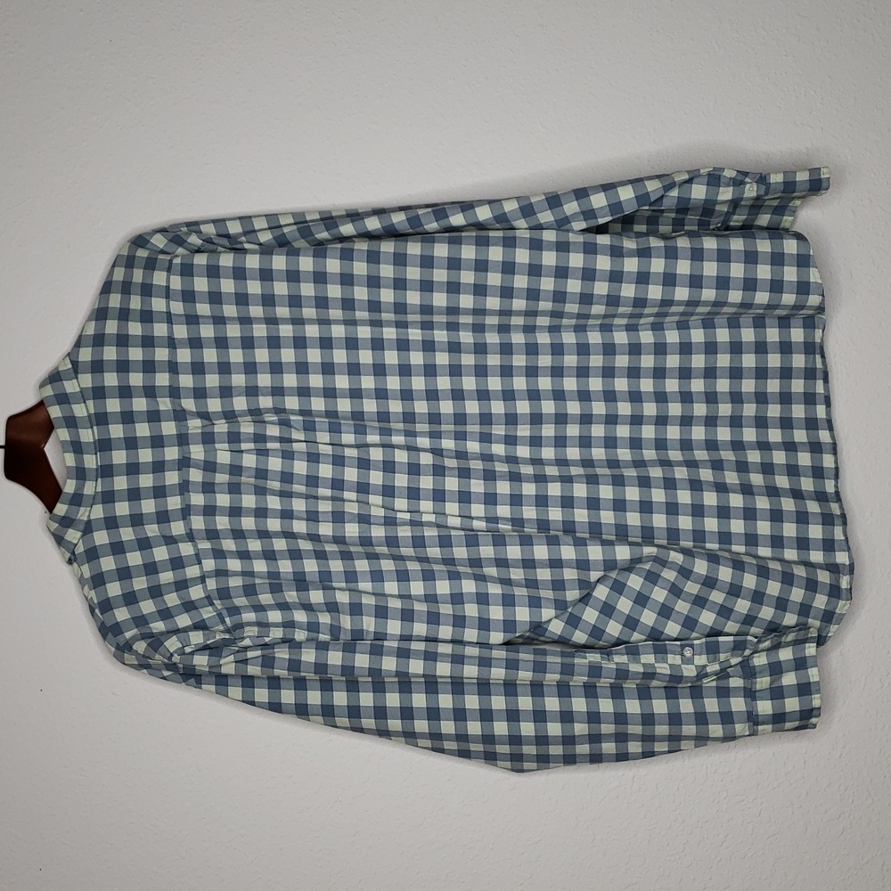 Peter Millar Cotton Silk Button Up Long Sleeve Shirt Size XL Gingham Plaid Logo - Picture 6 of 12